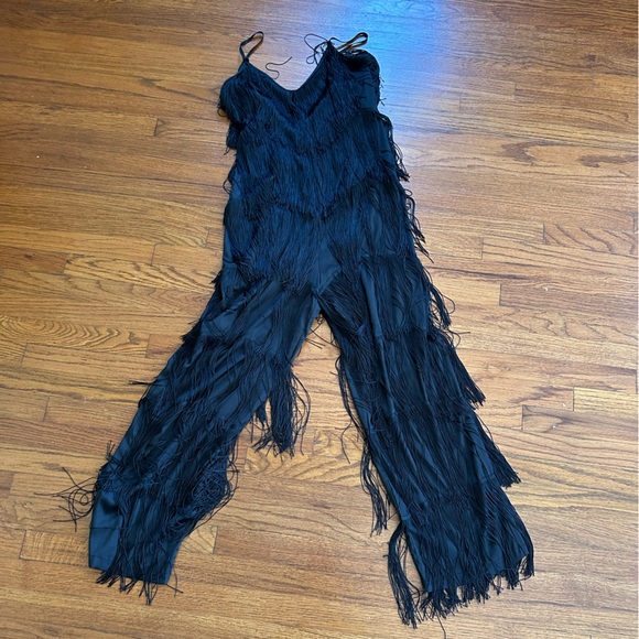 Zara Black Fringe Jumpsuit - Picture 2 of 4